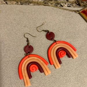 Clay polymer handmade, hand painted earrings